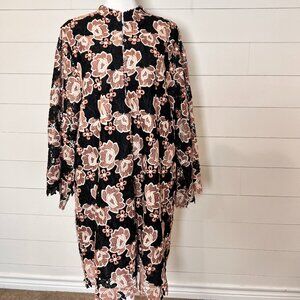 J.Marie Black & Tan Floral Lace Dress Size L